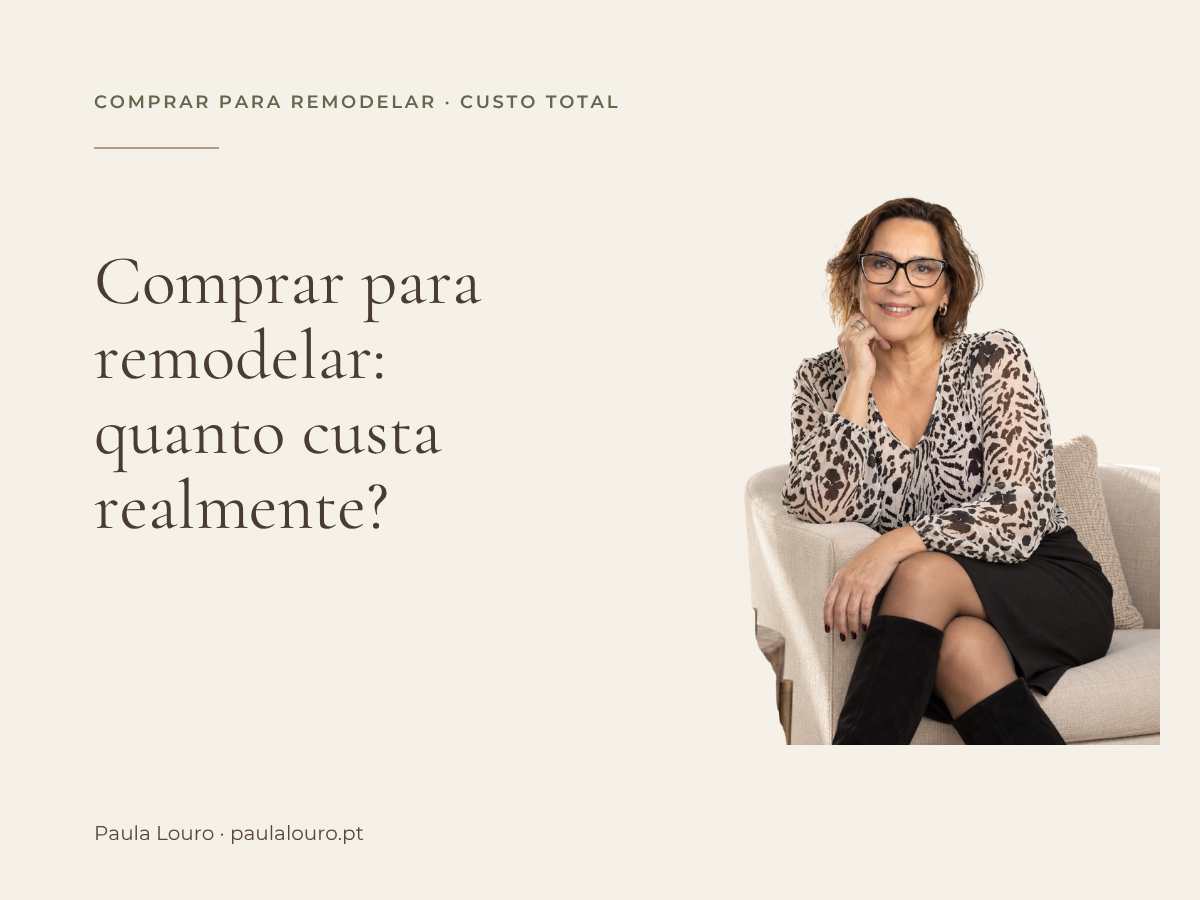 Retrato real de Paula Louro, sem fundo, na capa do artigo sobre o custo total de comprar uma casa para remodelar.
