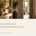 Áreas diferentes nos documentos da casa — capa com hall de entrada e passagem para uma sala.